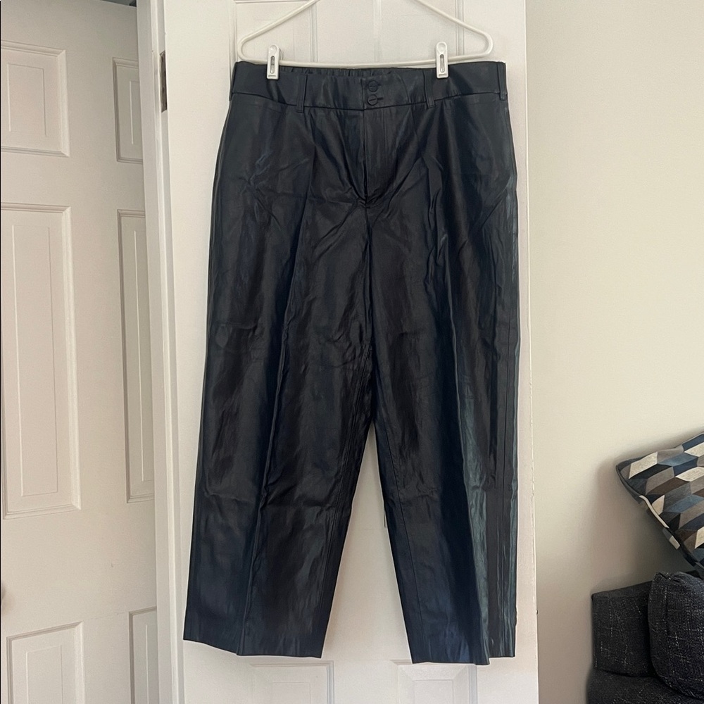 Chico's Wide Leg Faux Leather Navy  Pants